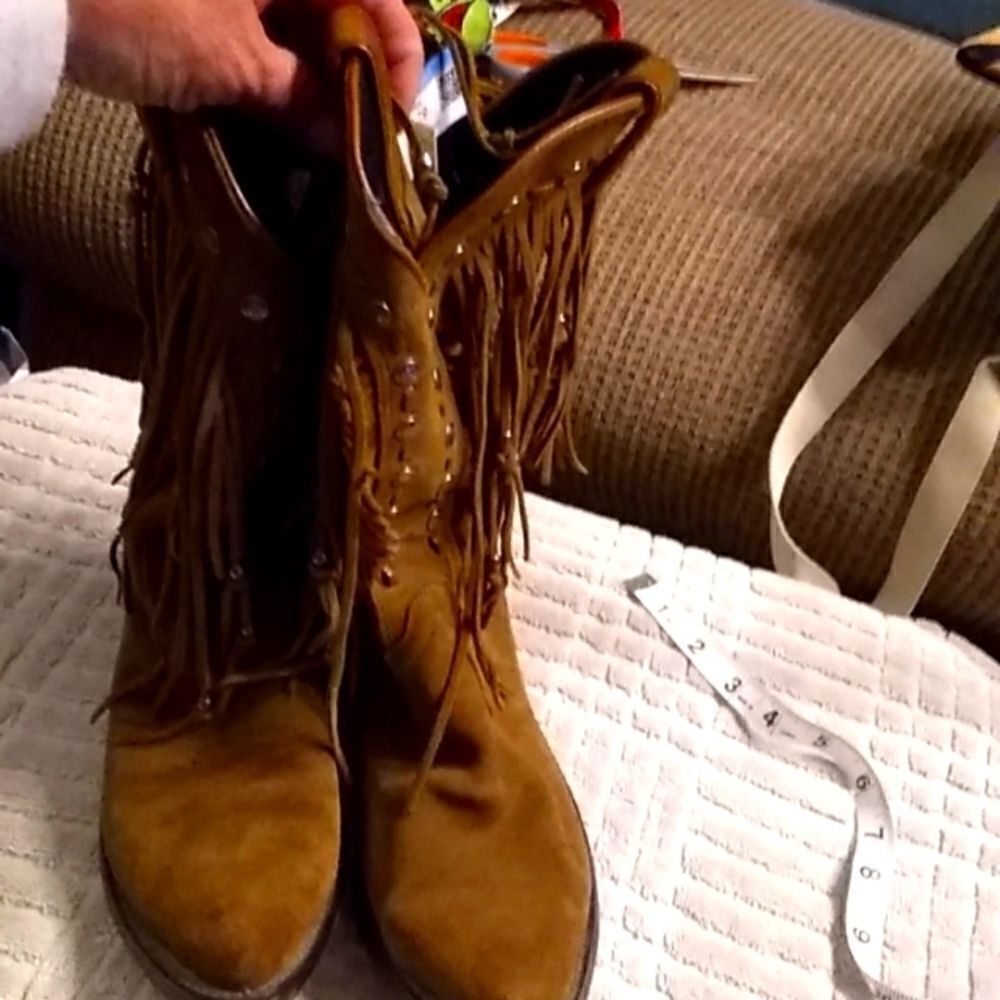 Vintage Durango leather fringe boots